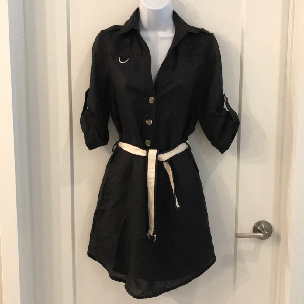 Black dress with canvas belt